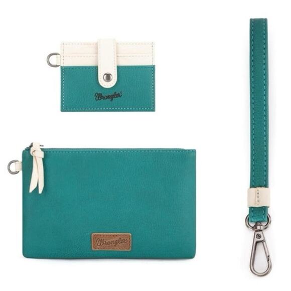 Montana West x Wrangler Turquoise Wristlet Wallet Dual Pouch Card Holder NEW - Picture 4 of 9